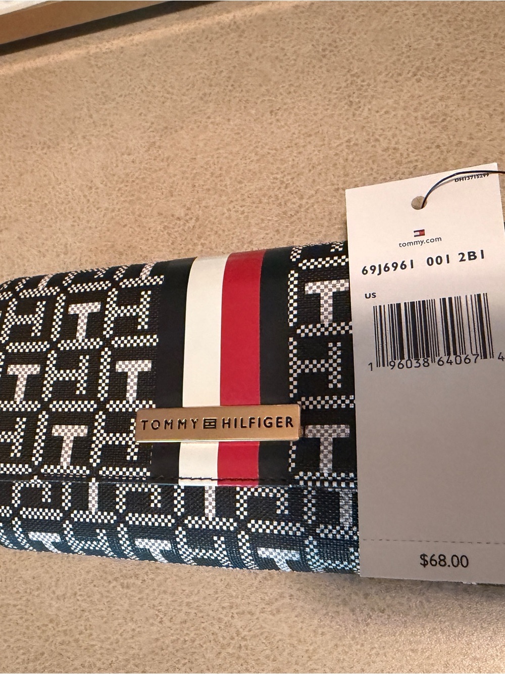 Tommy Hilfiger Navy Wallet with Red & White Stripe